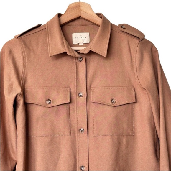 Sezane Camel Button-Down Shirt - Picture 5 of 10